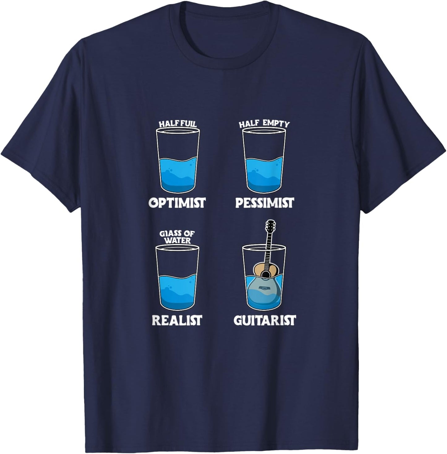 Optimist Pessimist Realist Guitarist Klassische Gitarre T-Shirt - T-Shirt | Navy