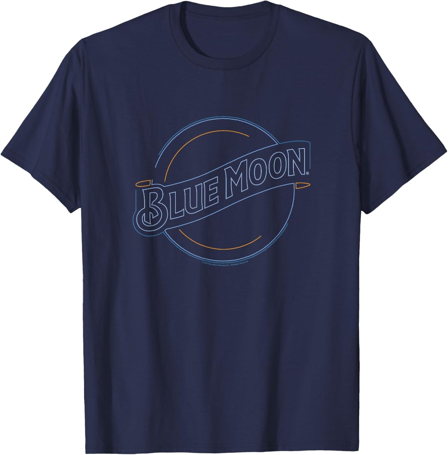 Coors Brewing Company Blue Moon Neon Classic Big Chest Logo T-Shirt - T-Shirt | Navy