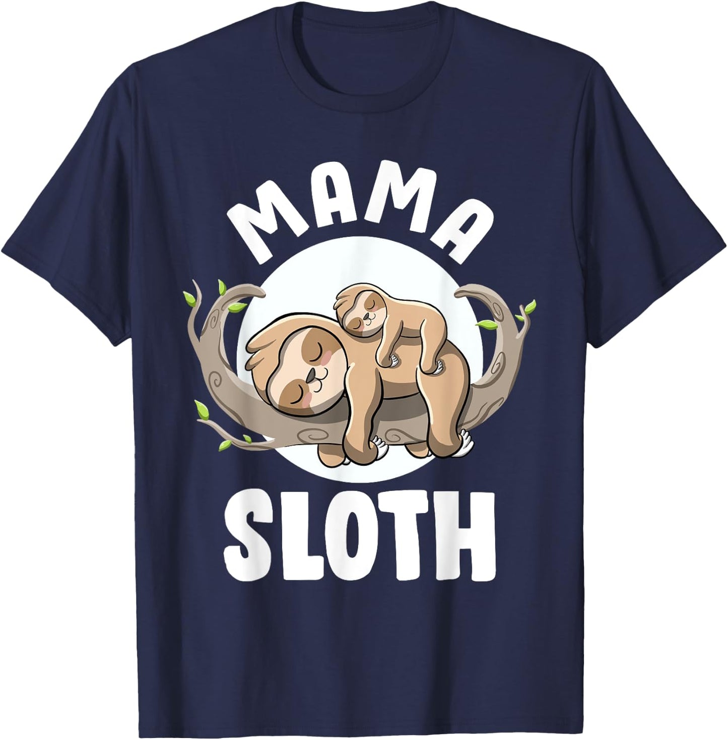 Mama Sloth Cute Pregnancy Announcement Mom to be Sloth Mama T-Shirt - T-Shirt | Navy