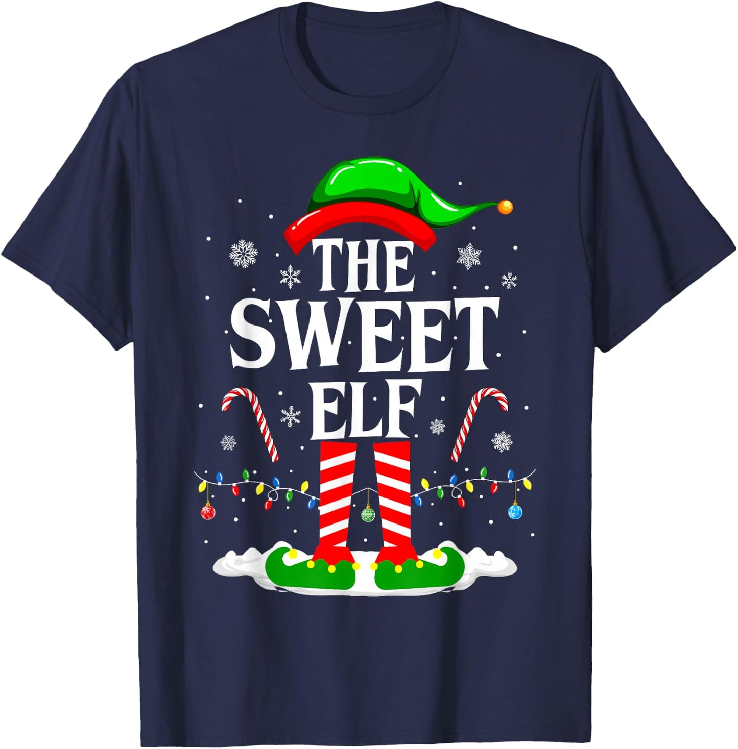 The Sweet Elf Xmas Funny Matching Family Group Christmas T-Shirt - T-Shirt | Navy