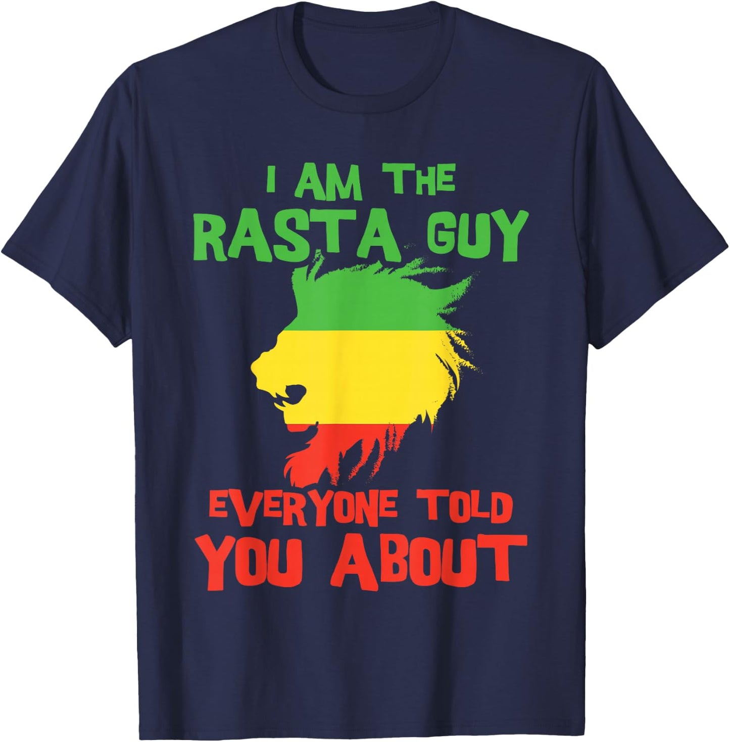 Rasta Clothing Men's Reggae Lion Dreadlocks Men's T-Shirt - T-Shirt | Navy