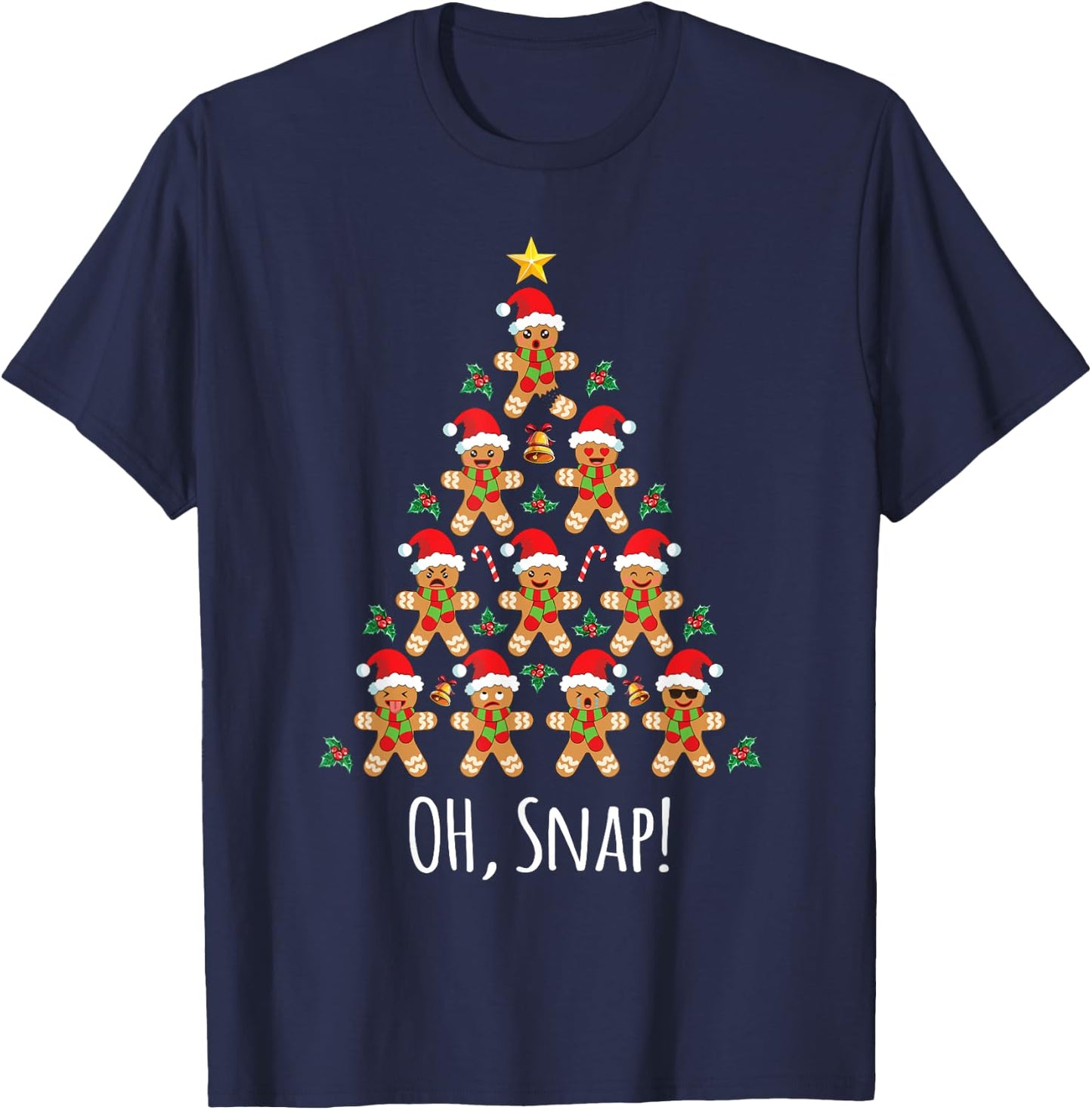 Gingerbread Man Shirt Gingerbread Tree Oh Snap T-Shirt - T-Shirt | Navy