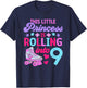 Rolling into 9 Girls 9th Birthday Roller Skates T-Shirt - T-Shirt | Navy