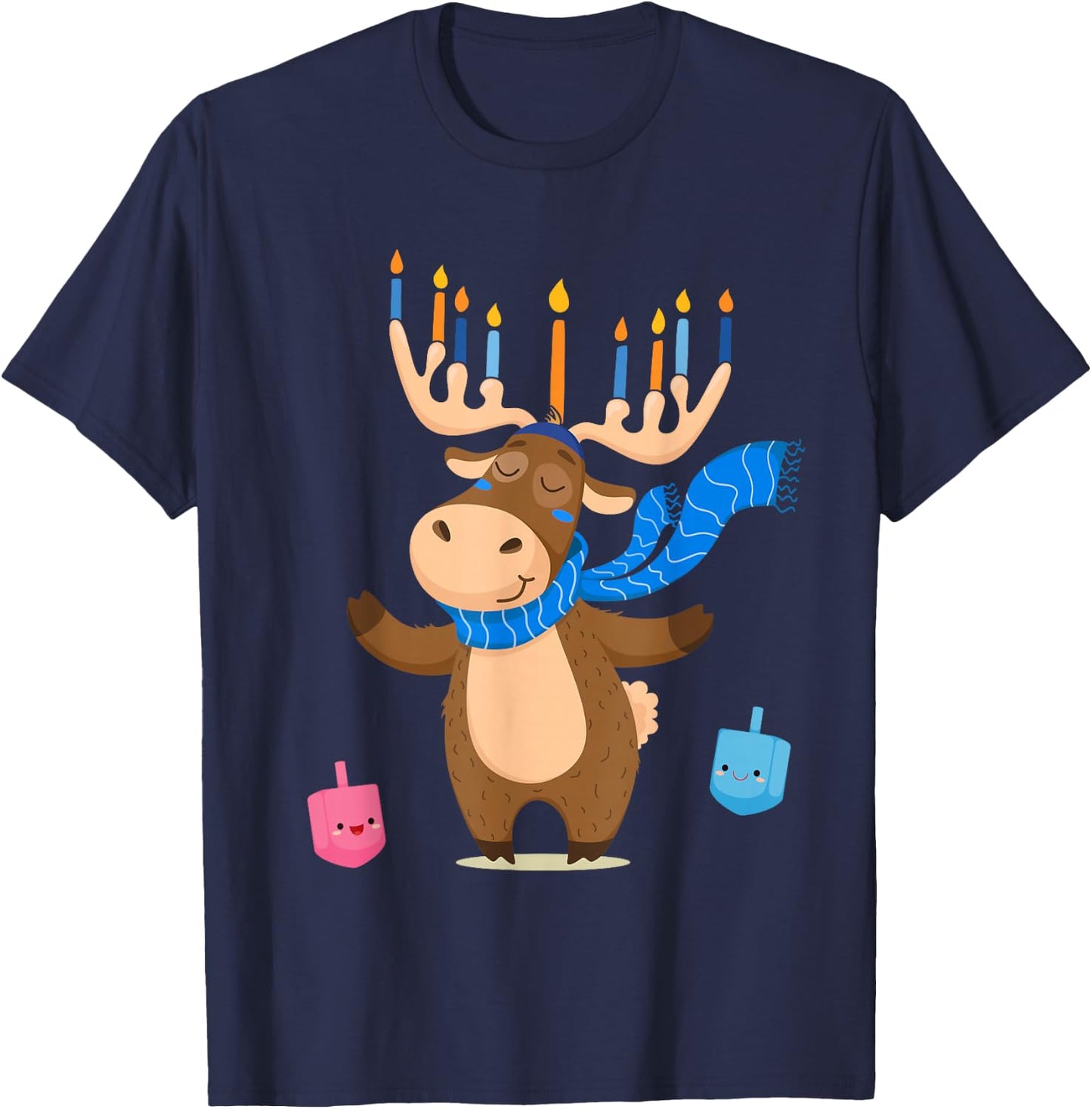 Jewish Moose Funny Hanukkah Shirt Moose Girl Women Pajamas T-Shirt - T-Shirt | Navy