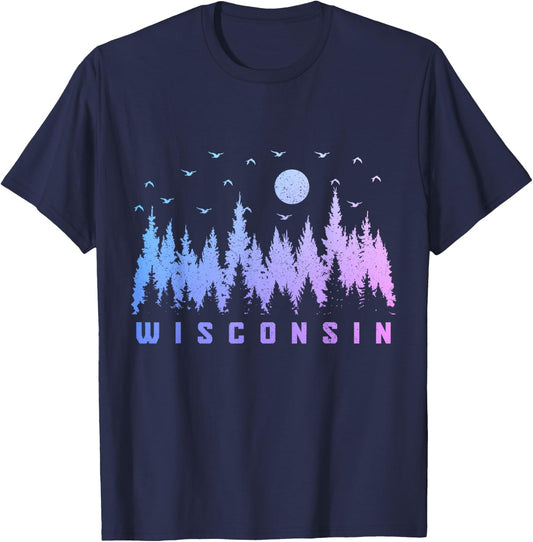 We Love Wisconsin - The Badger State -Adults Black Cotton Small Short Sleeve Nature/Hiking T-Shirt - T-Shirt | Navy