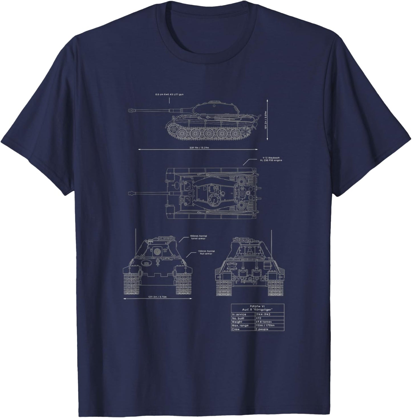 Königstiger” or “King Tiger Sd.Kfz. 182 german ww2 tank T-Shirt - T-Shirt | Navy