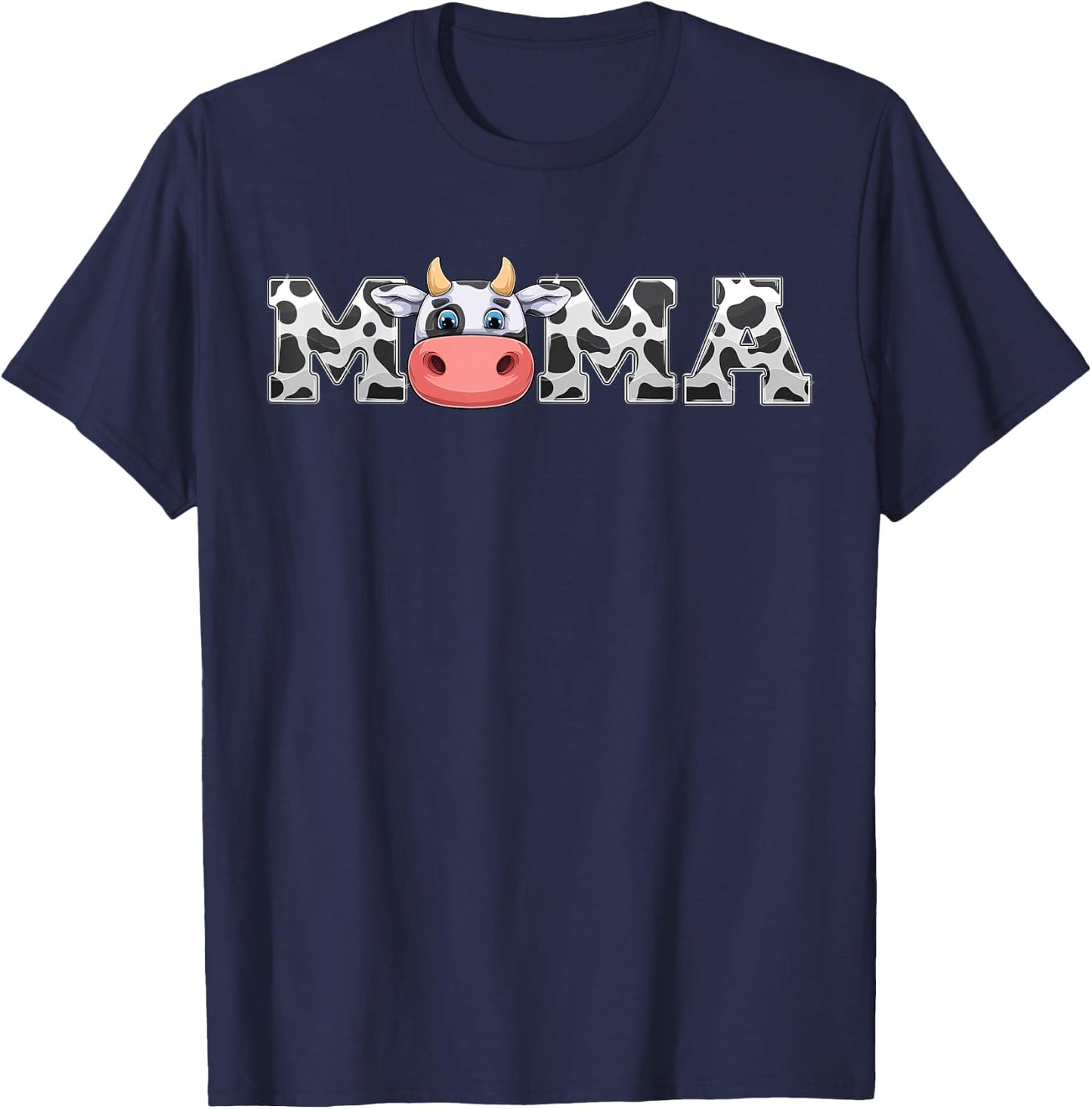Mama Cow Print Cowboy Animal Pattern Farmer Cow Mother Mama T-Shirt - T-Shirt | Navy