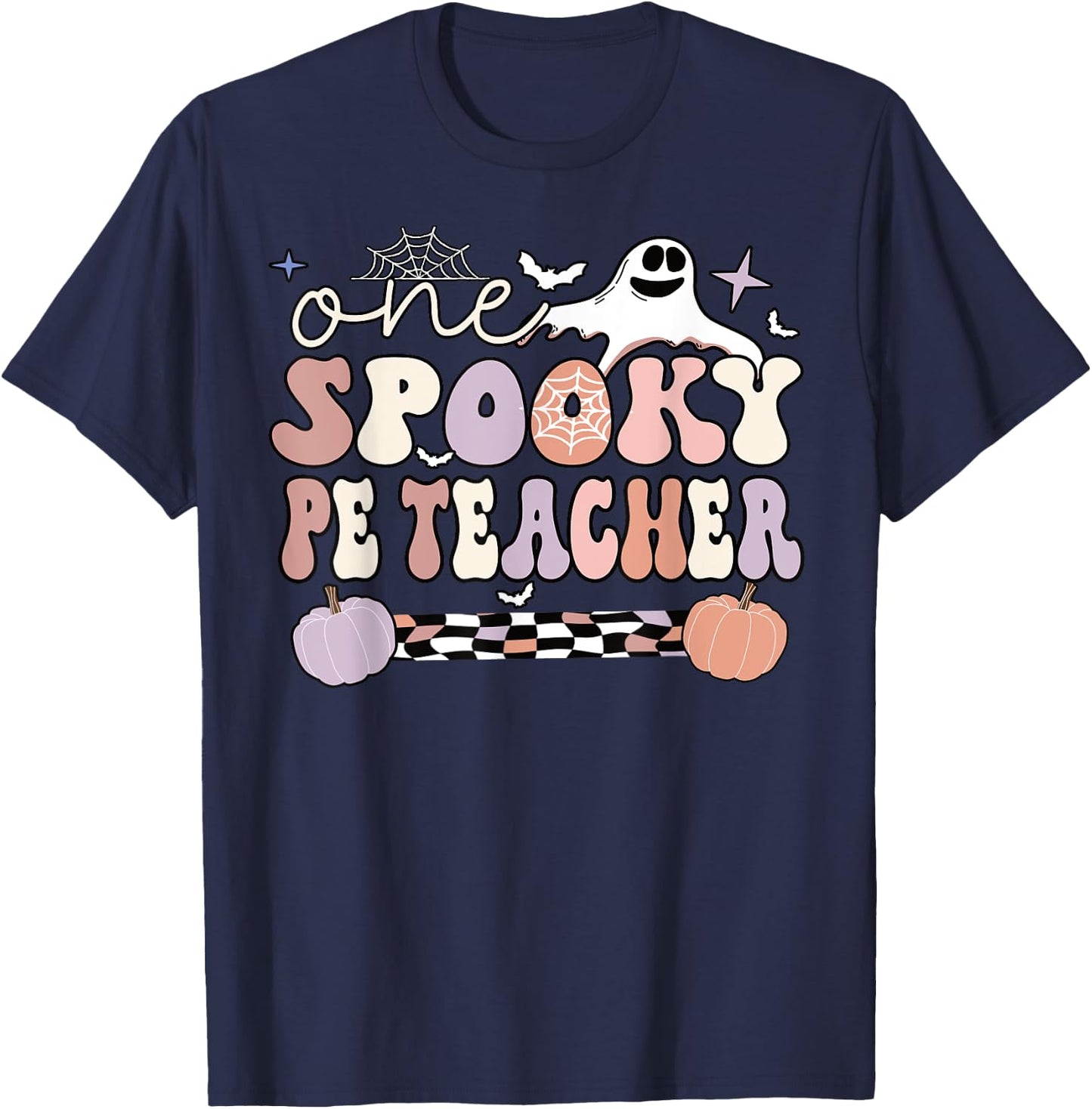 Spooky PE Teacher Halloween Physical Education Teacher Men Women T-Shirt - T-Shirt | Navy