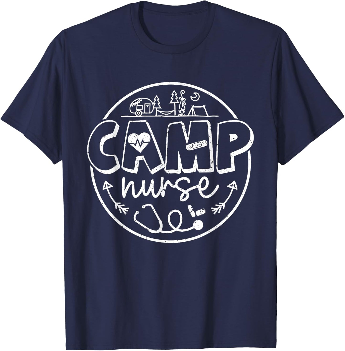 Camp Nurse Shirt Men Women School Nurse RN ICU ER Pediatric T-Shirt - T-Shirt | Navy