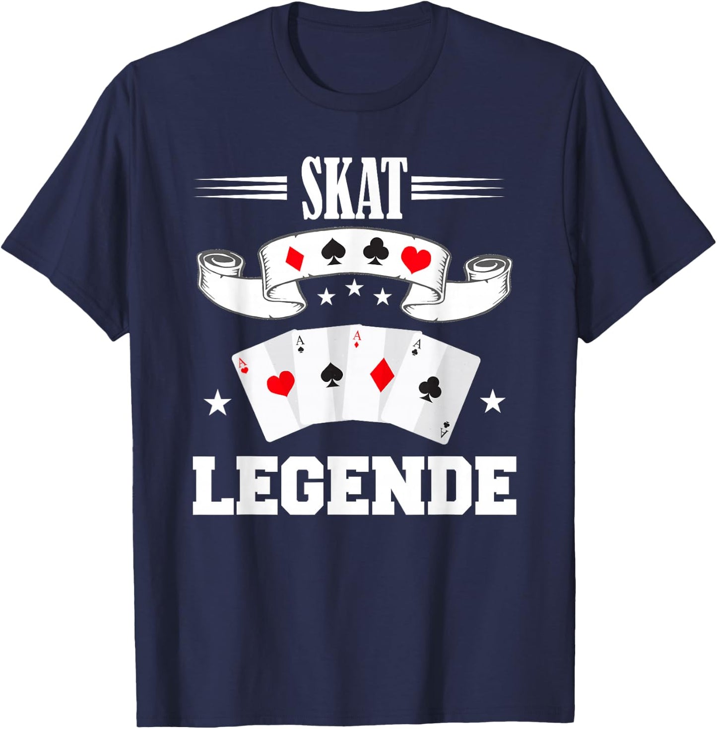 Skat Card Games Night Double Head T-Shirt - T-Shirt | Navy
