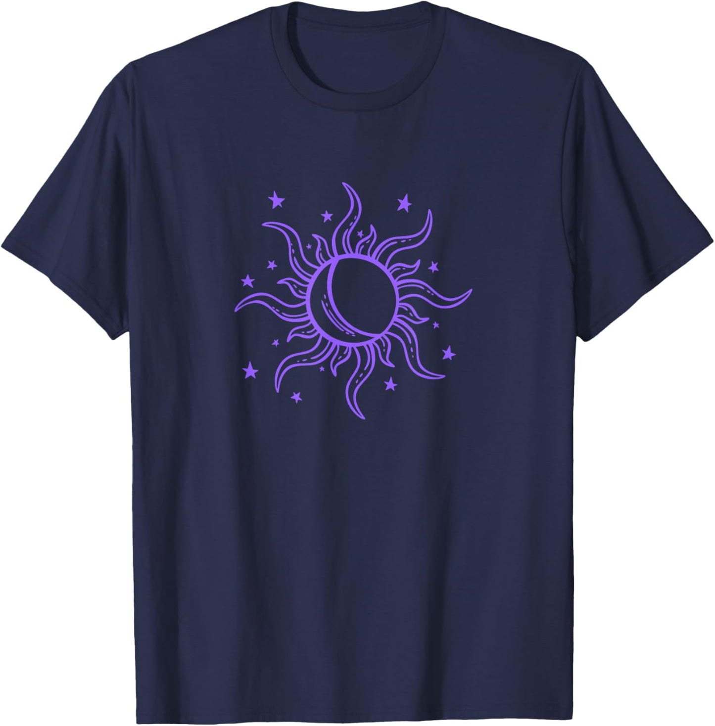 Celestial Sun Star Moon Design T-Shirt - T-Shirt | Navy