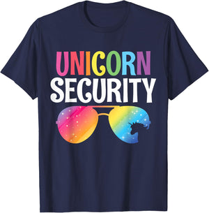 Unicorn Security Birthday Family Halloween Costume Mom Dad T-Shirt - T-Shirt | Navy