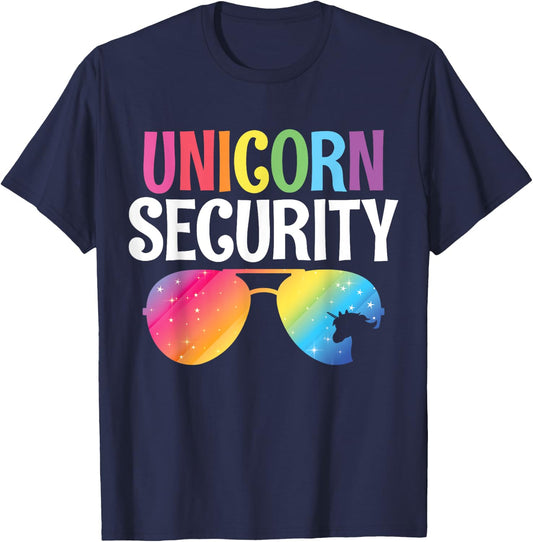 Unicorn Security Birthday Family Halloween Costume Mom Dad T-Shirt - T-Shirt | Navy