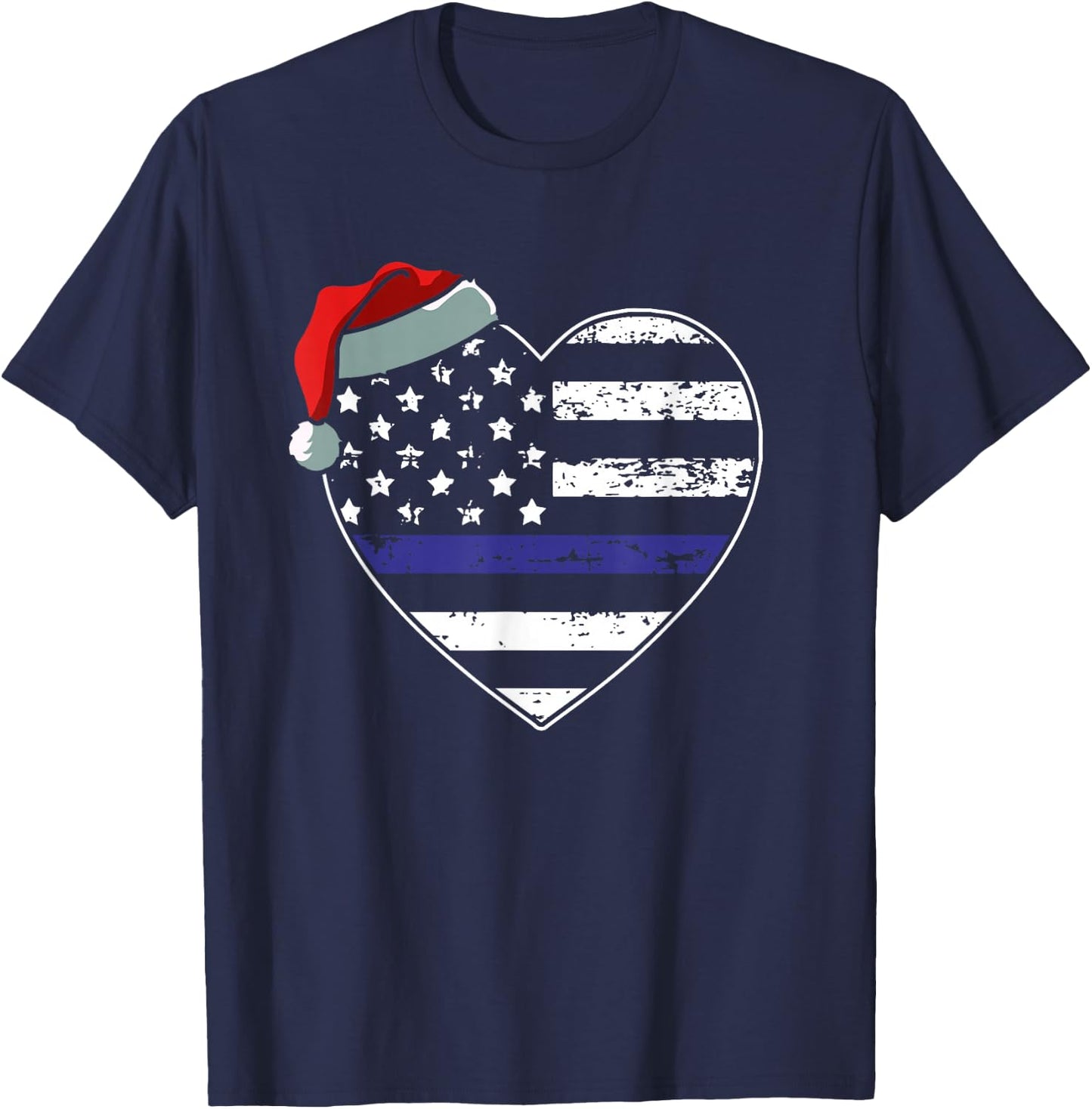 American Flag Blue Line Police Christmas Pajama Cop Officer Kids Men T-Shirt - T-Shirt | Navy