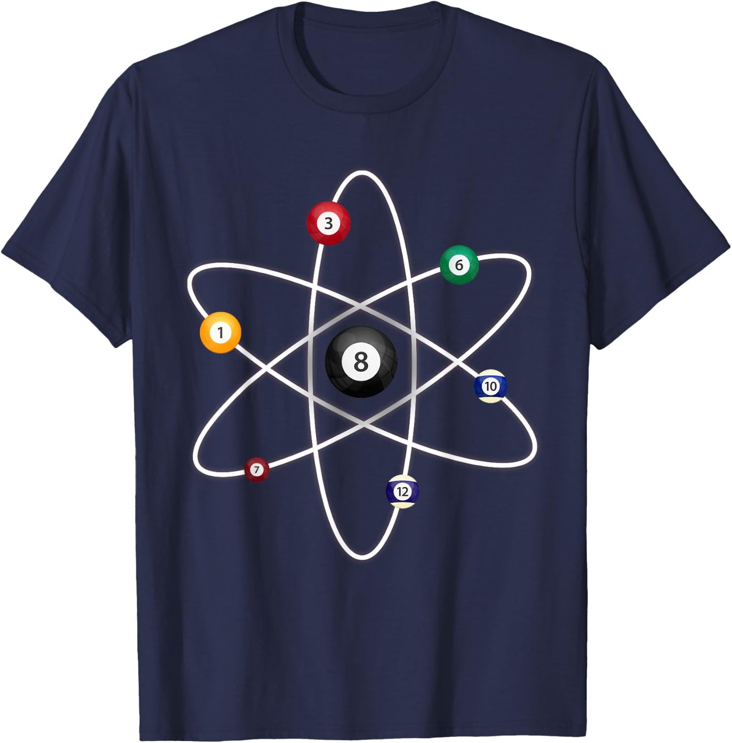 Billiard Lover Pool Player Game Sports Cue Ball Atoms Men T-Shirt - T-Shirt | Navy