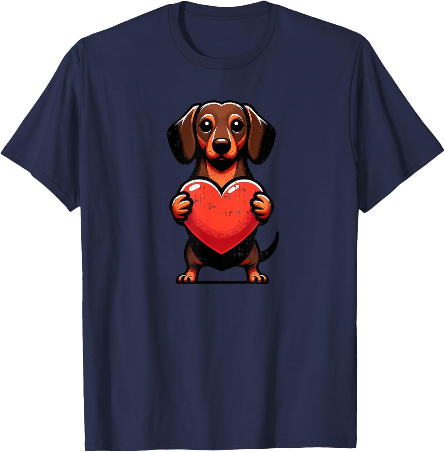 Cute Dachshund Valentines Day Heart Love Doxie Weiner Mom T-Shirt - T-Shirt | Navy