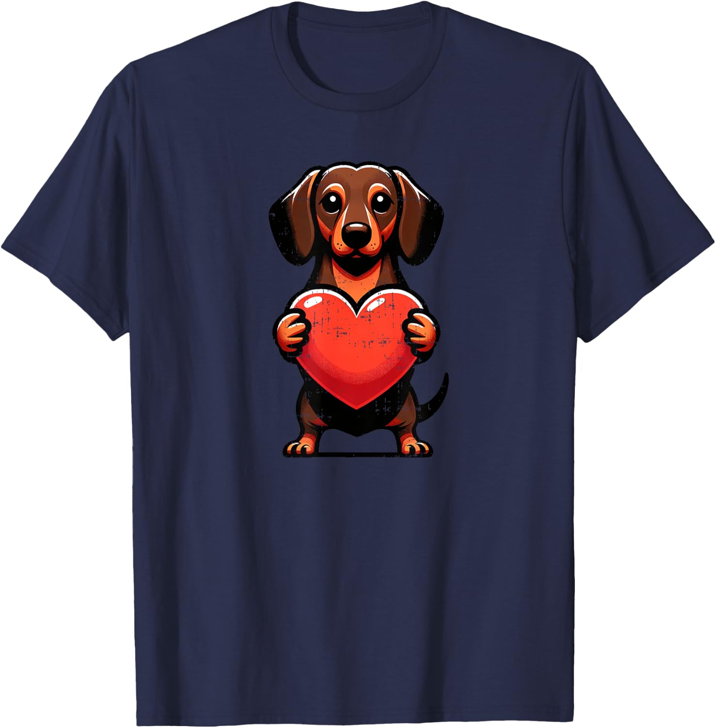 Cute Dachshund Valentines Day Heart Love Doxie Weiner Mom T-Shirt - T-Shirt | Navy