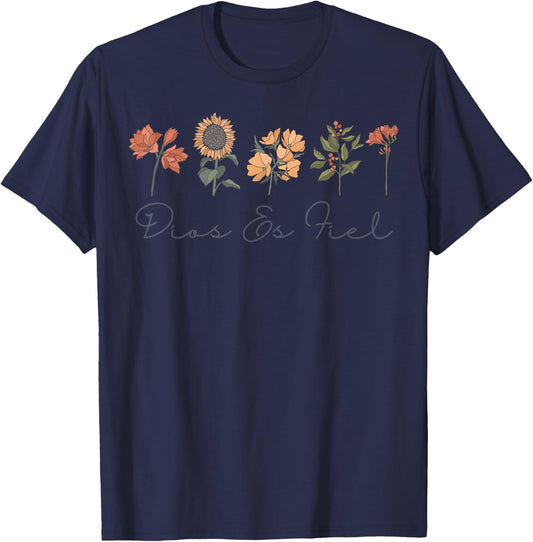 Christian Bible Verse in Spanish Dios Es Fiel Cristianos T-Shirt - T-Shirt | Navy