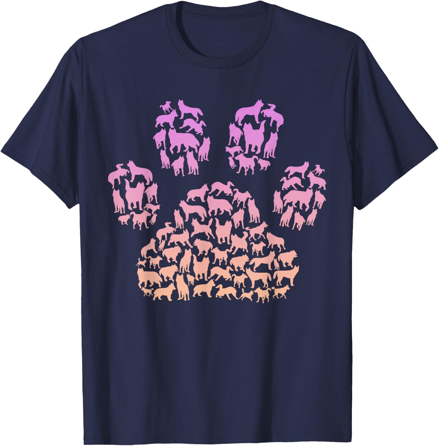 Paw Print Huskies Design for Husky Dog Lover | Girls Husky T-Shirt - T-Shirt | Navy