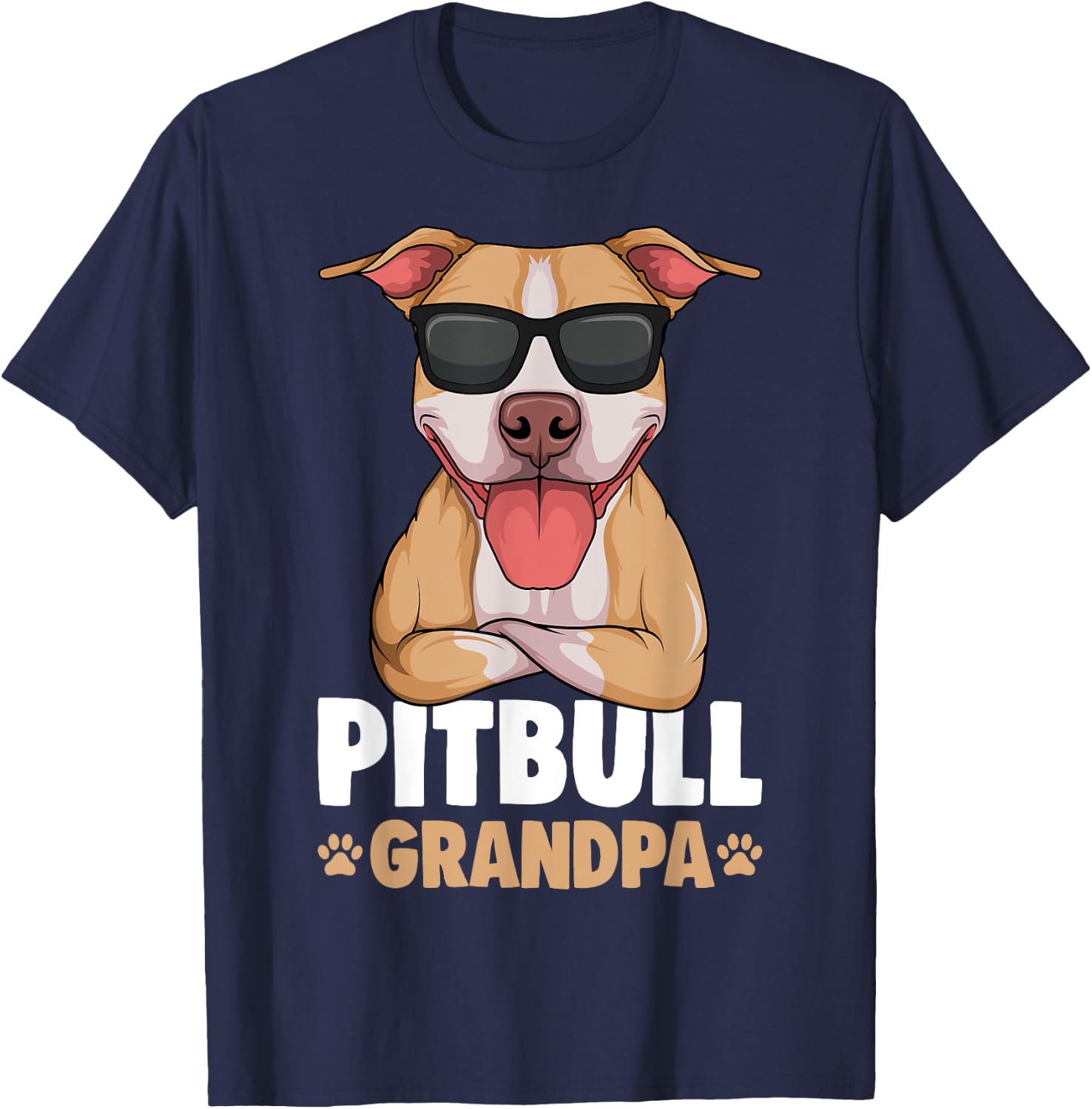 Pitbull Grandpa Pittie Dog T-Shirt - T-Shirt | Navy