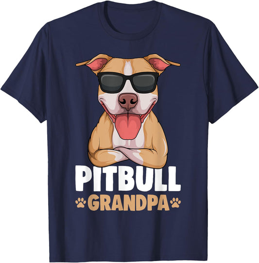Pitbull Grandpa Pittie Dog T-Shirt - T-Shirt | Navy