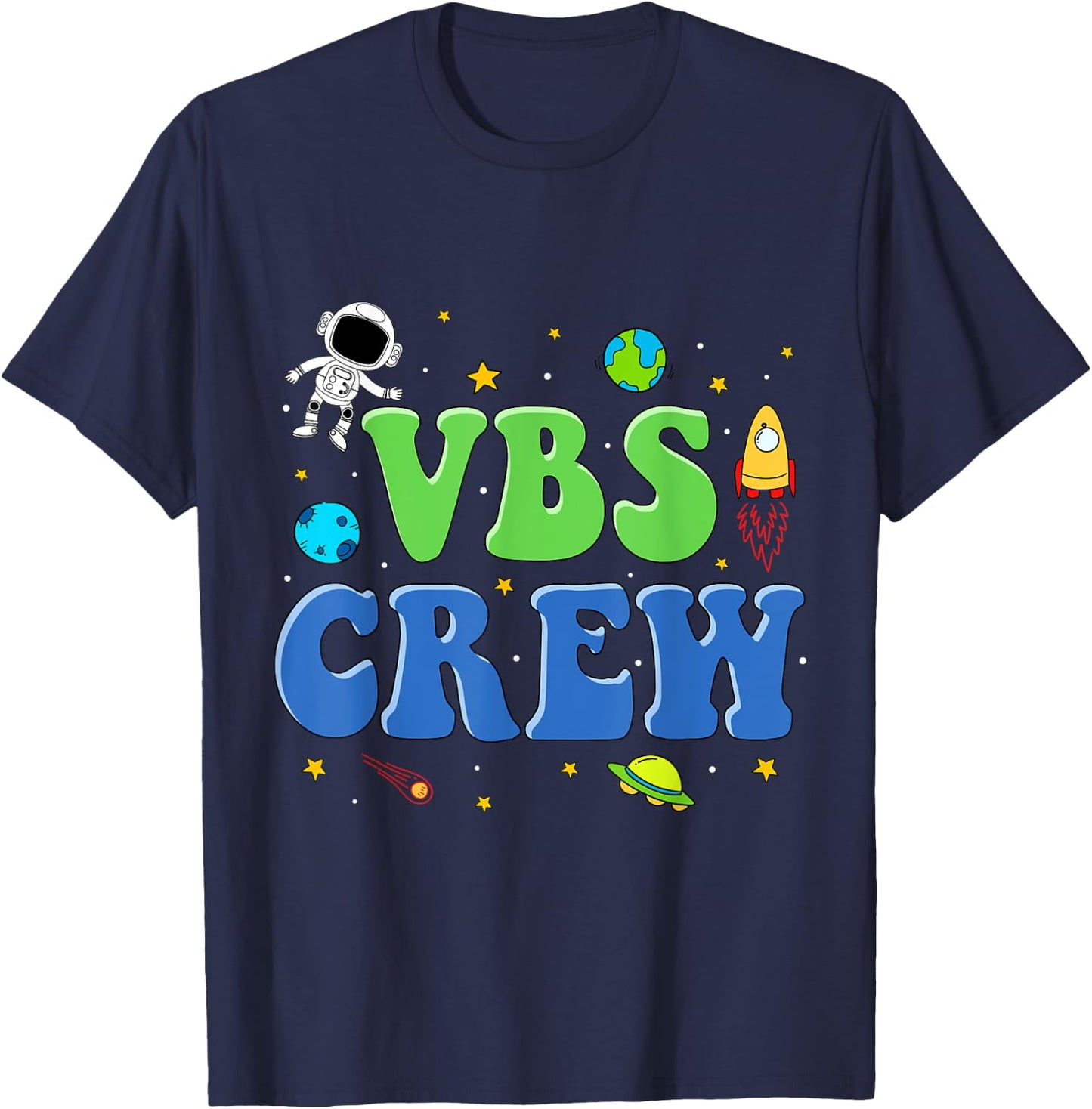 VBS Crew Vacation Bible School Space Astronaut Kids 2023 T-Shirt - T-Shirt | Navy
