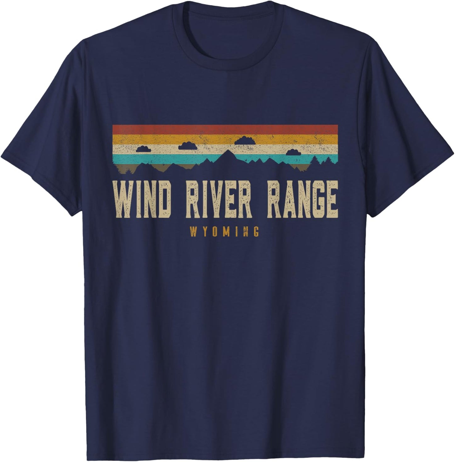 Wind River Range Mountains Wyoming Hiking Outdoors Retro T-Shirt - T-Shirt | Navy
