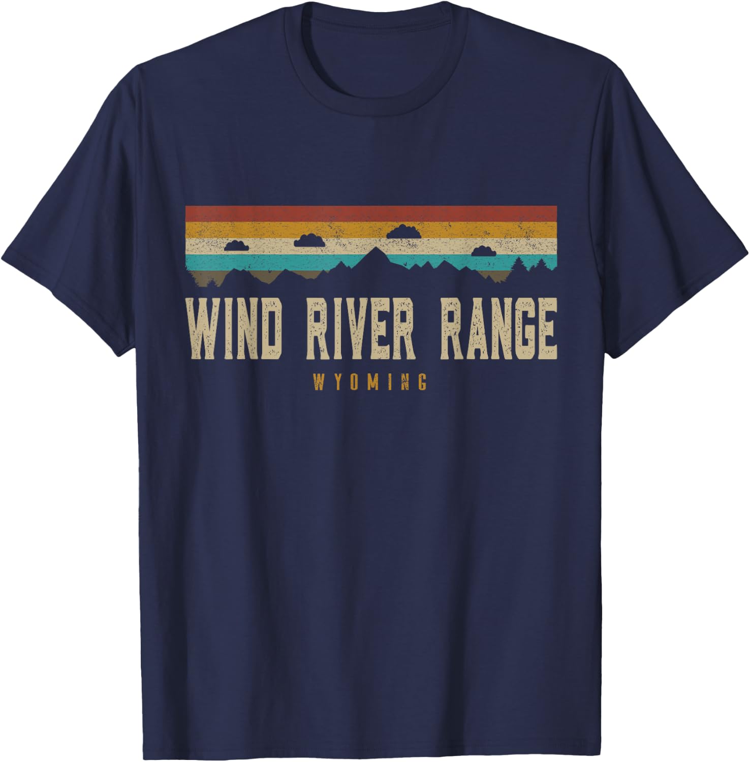 Wind River Range Mountains Wyoming Hiking Outdoors Retro T-Shirt - T-Shirt | Navy