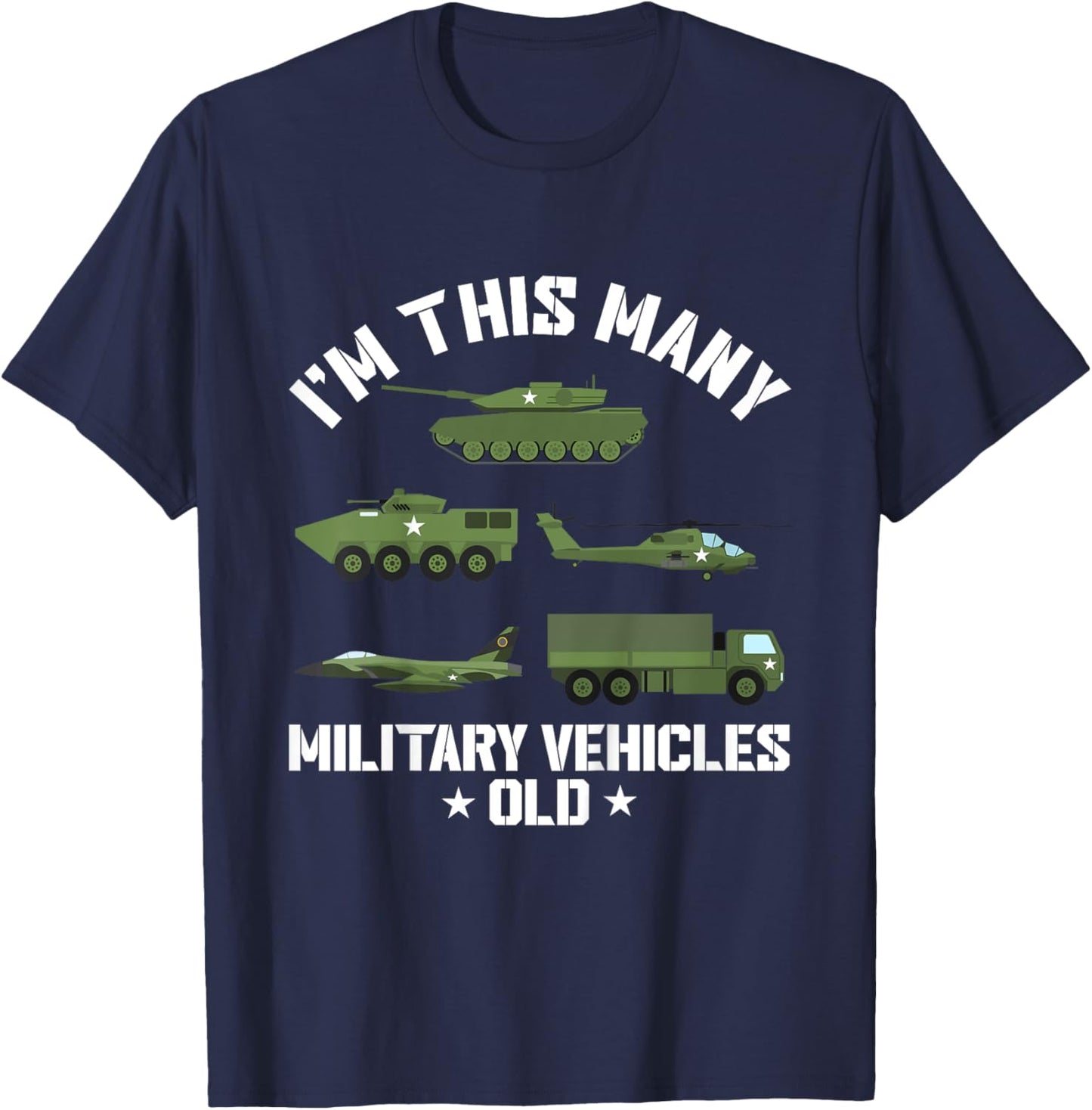 Kids 5 Year Old Boy Military Vehicles Army 5th Birthday Kids T-Shirt - T-Shirt | Navy