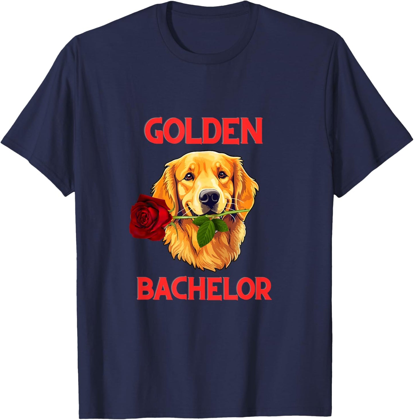 Golden Retriever Golden Bachelor Cute Funny Dog Shirt Pun Women Kids T-Shirt - T-Shirt | Navy