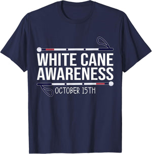 White Cane Day Awareness Day October 15th Visually Impaired T-Shirt - T-Shirt | Navy
