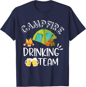 Campfire Drinking Team Camping Camper Drinker Beer Birthday T-Shirt - T-Shirt | Navy
