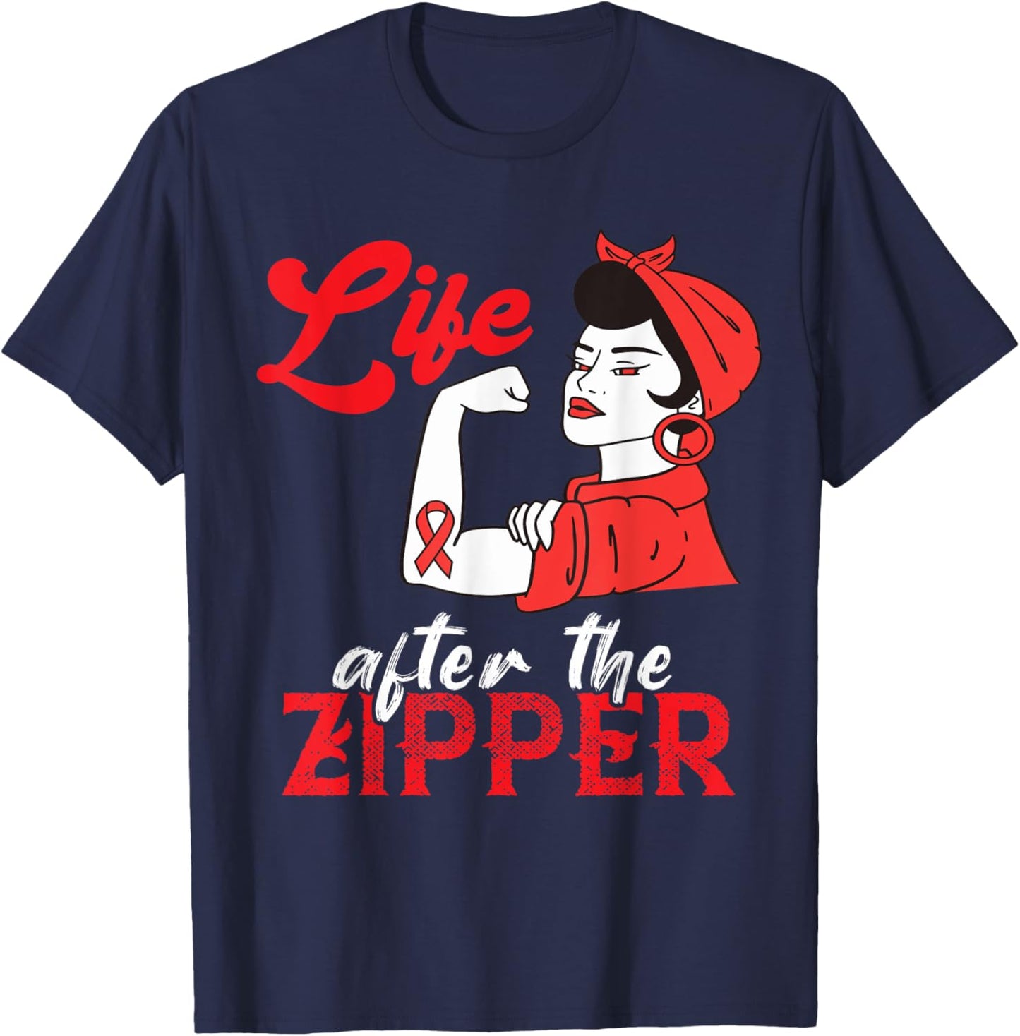 Open Heart Surgery Life After Zipper Bypass Artery Survivor T-Shirt - T-Shirt | Navy