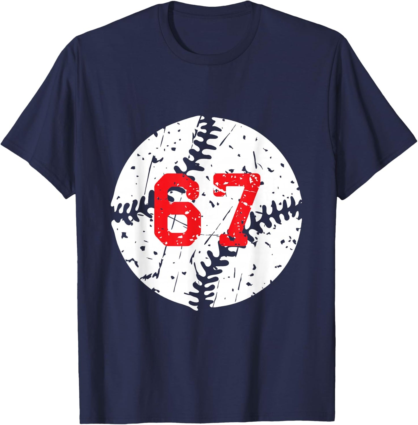 Baseball Number 67 T-Shirt - T-Shirt | Navy