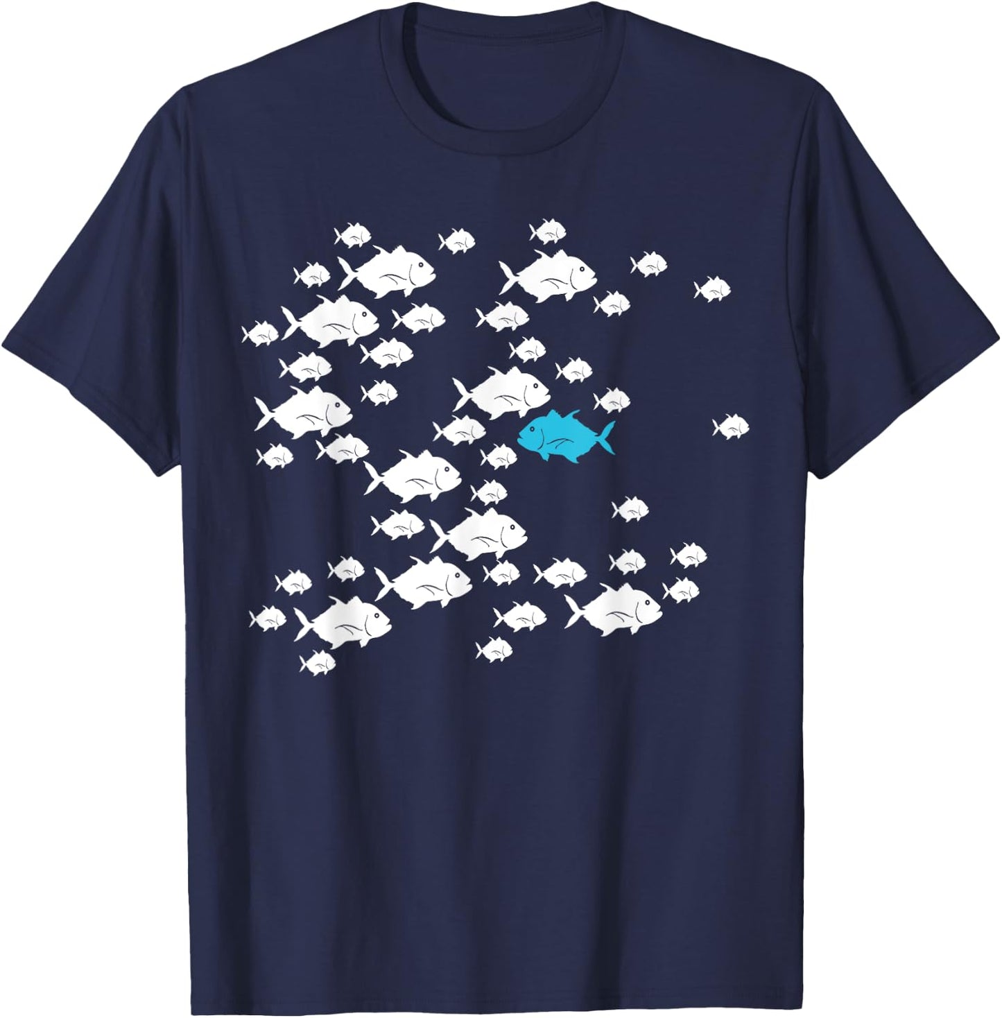 Fish swim against current in the sea swim against the waves T-Shirt - T-Shirt | Navy