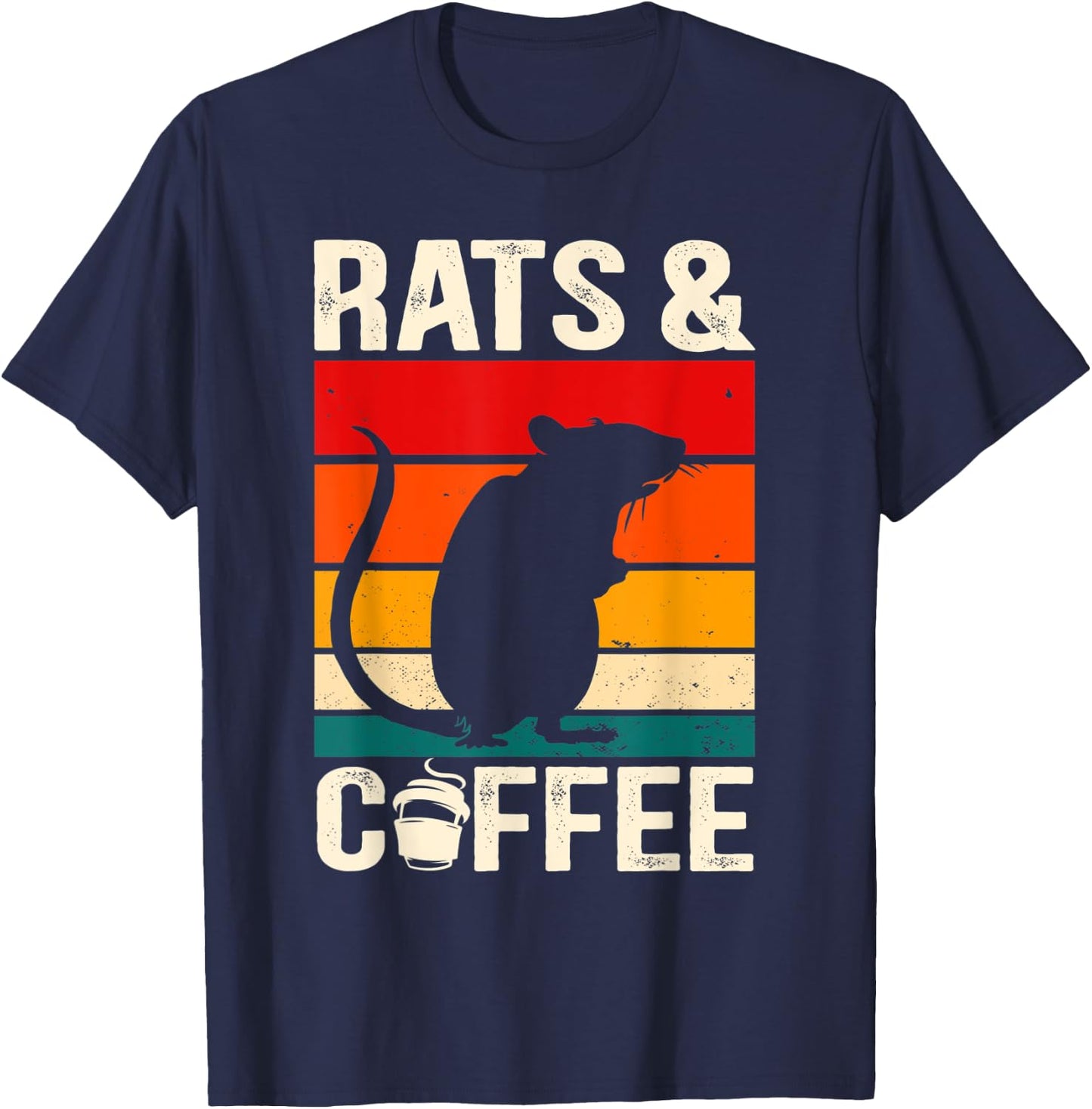 Rats And Coffee Rodent Pet Caffeine Lover Mouse Whisperer T-Shirt - T-Shirt | Navy
