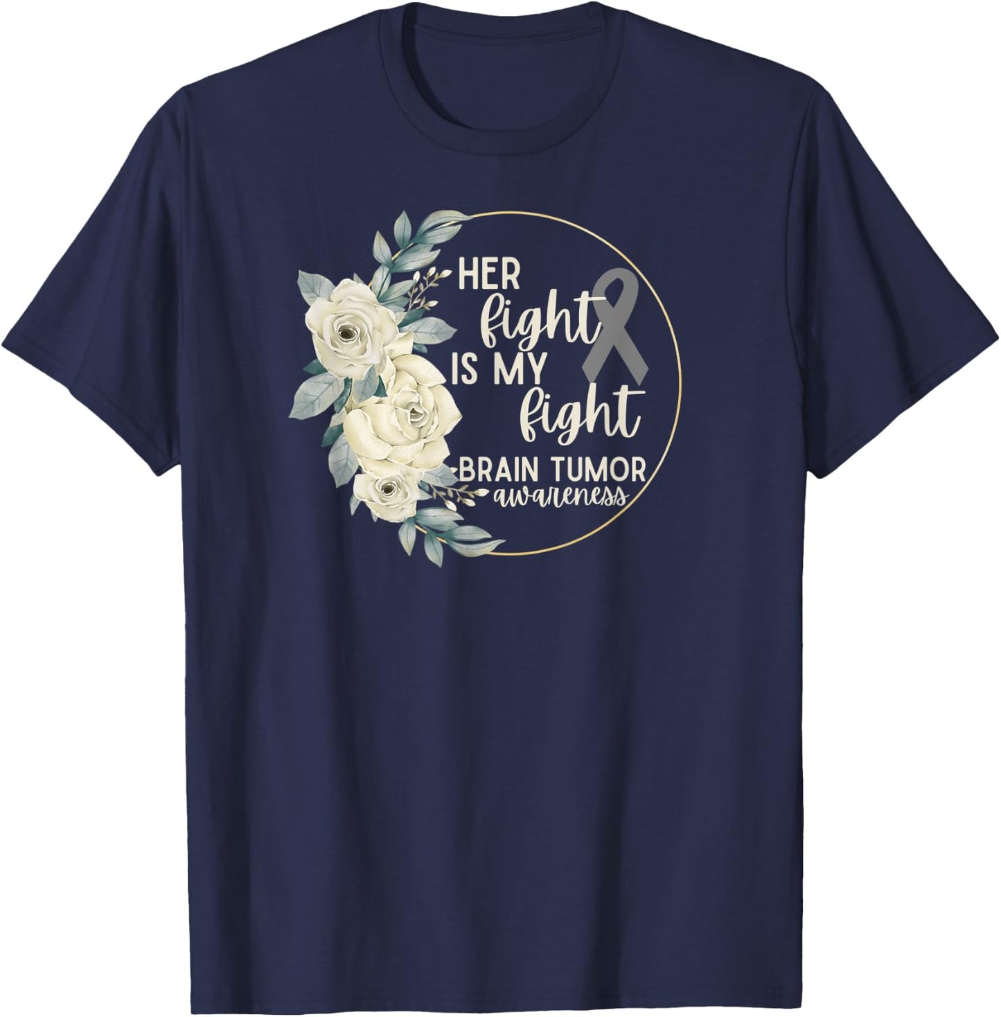 Her Fight is My Fight Brain Tumor Awareness T-Shirt - T-Shirt | Navy