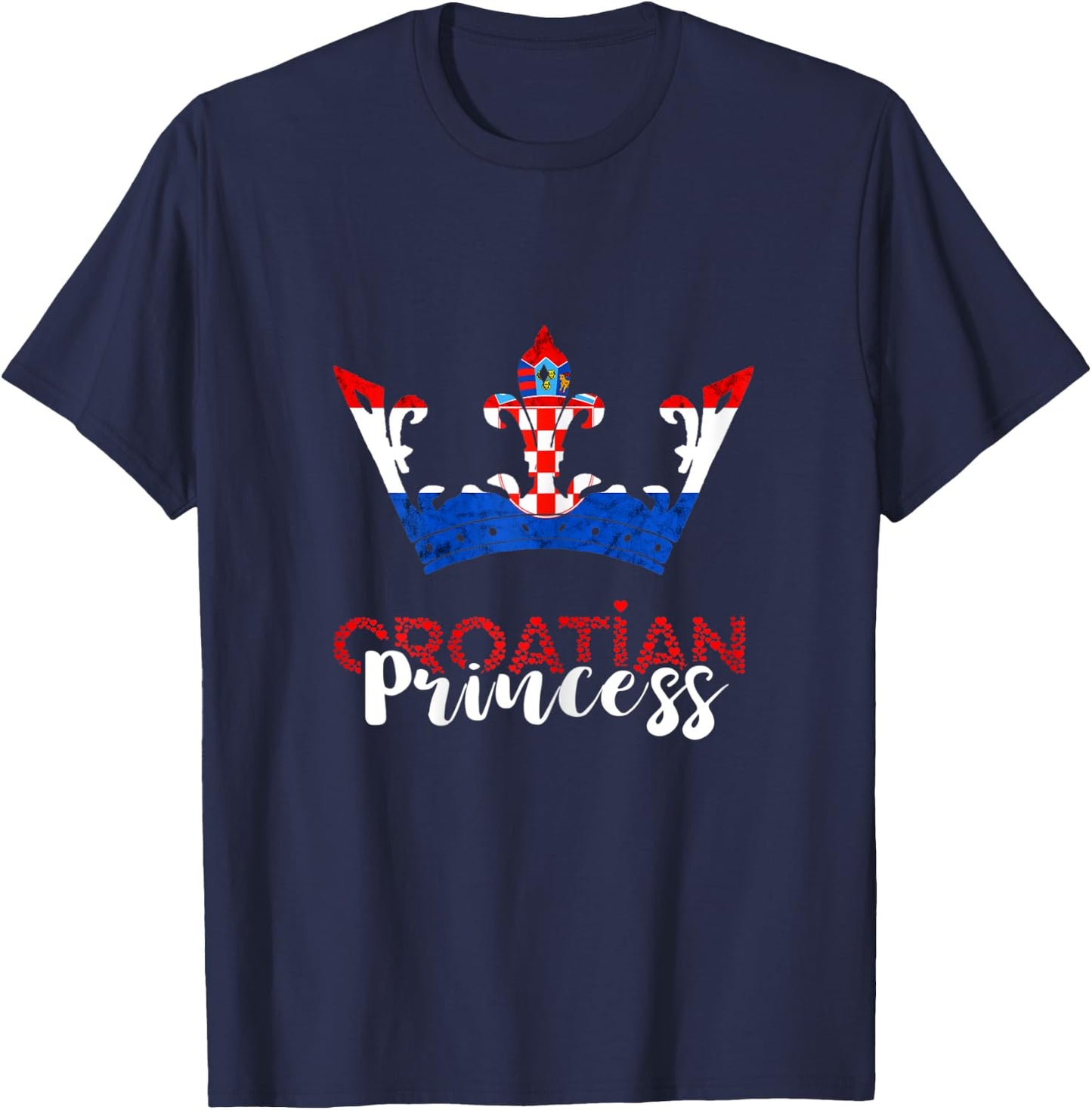 Croatian Princess Crown Croatia Croatian Flag Croatian Pride T-Shirt - T-Shirt | Navy