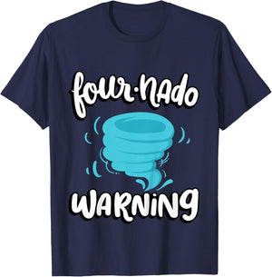 Four-nado Warning 4th Birthday Tornado Themed Birthday T-Shirt - T-Shirt | Navy