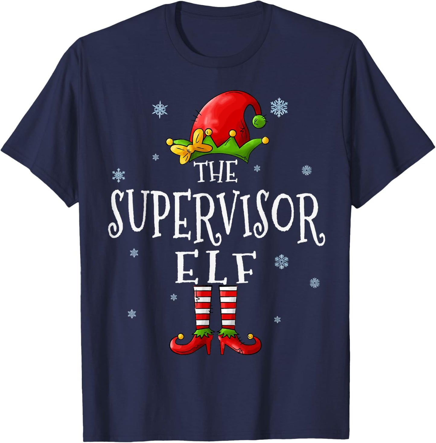 The Supervisor Elf Squad Funny Groupe Matching Christmas T-Shirt - T-Shirt | Navy