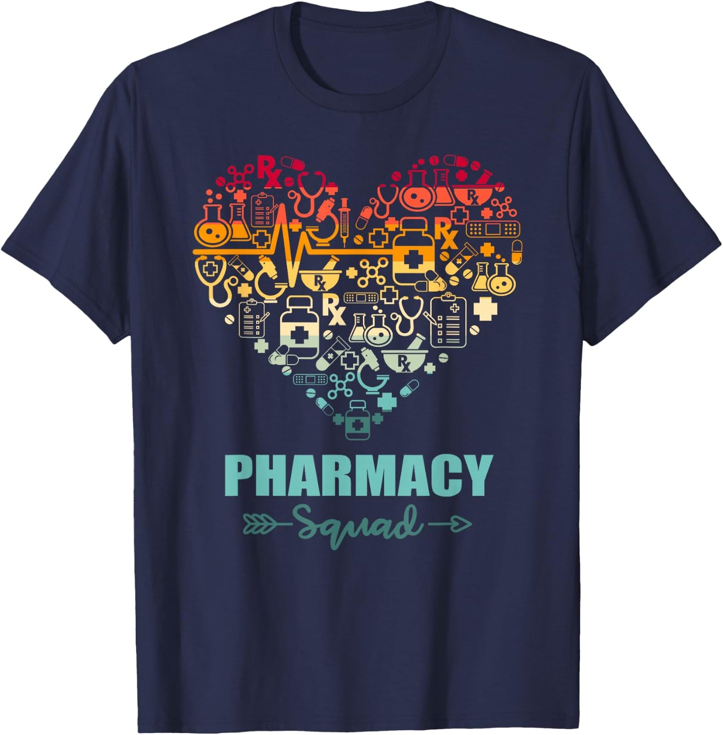 Pharmacy Squad Heart Funny Pharmacy Team T-Shirt - T-Shirt | Navy