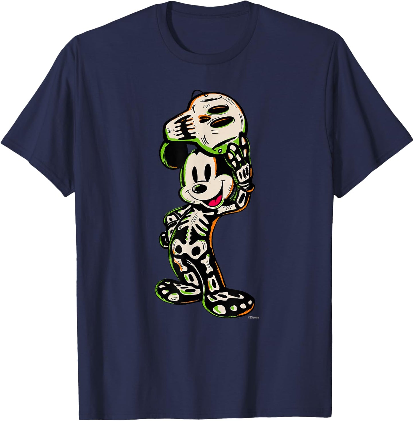 Disney 100 Mickey Mouse Halloween Classic Skeleton Costume T-Shirt - T-Shirt | Navy