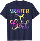 Skater Girl Colorful Skating Figure Winter Sports T-Shirt - T-Shirt | Navy