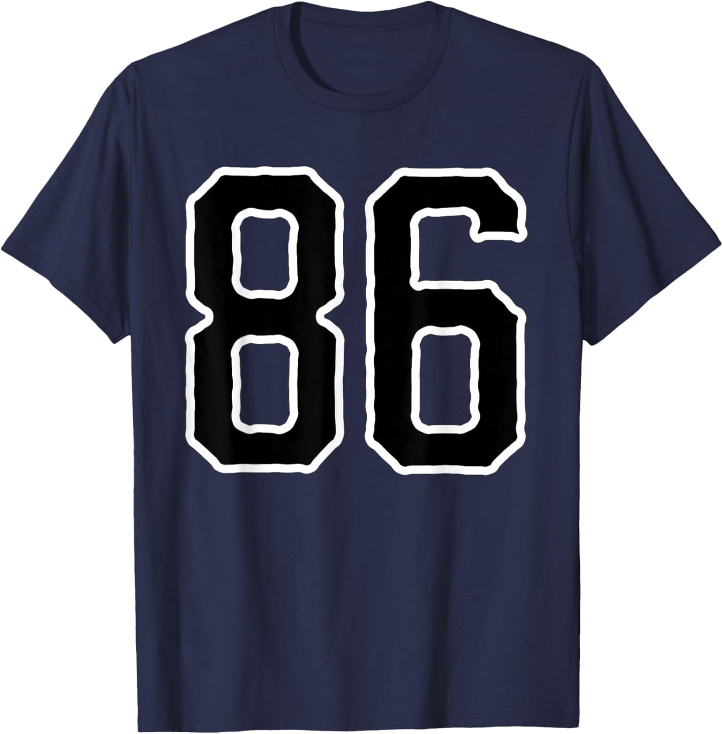 Number #86 White Black Sports Team T-Shirt - T-Shirt | Navy
