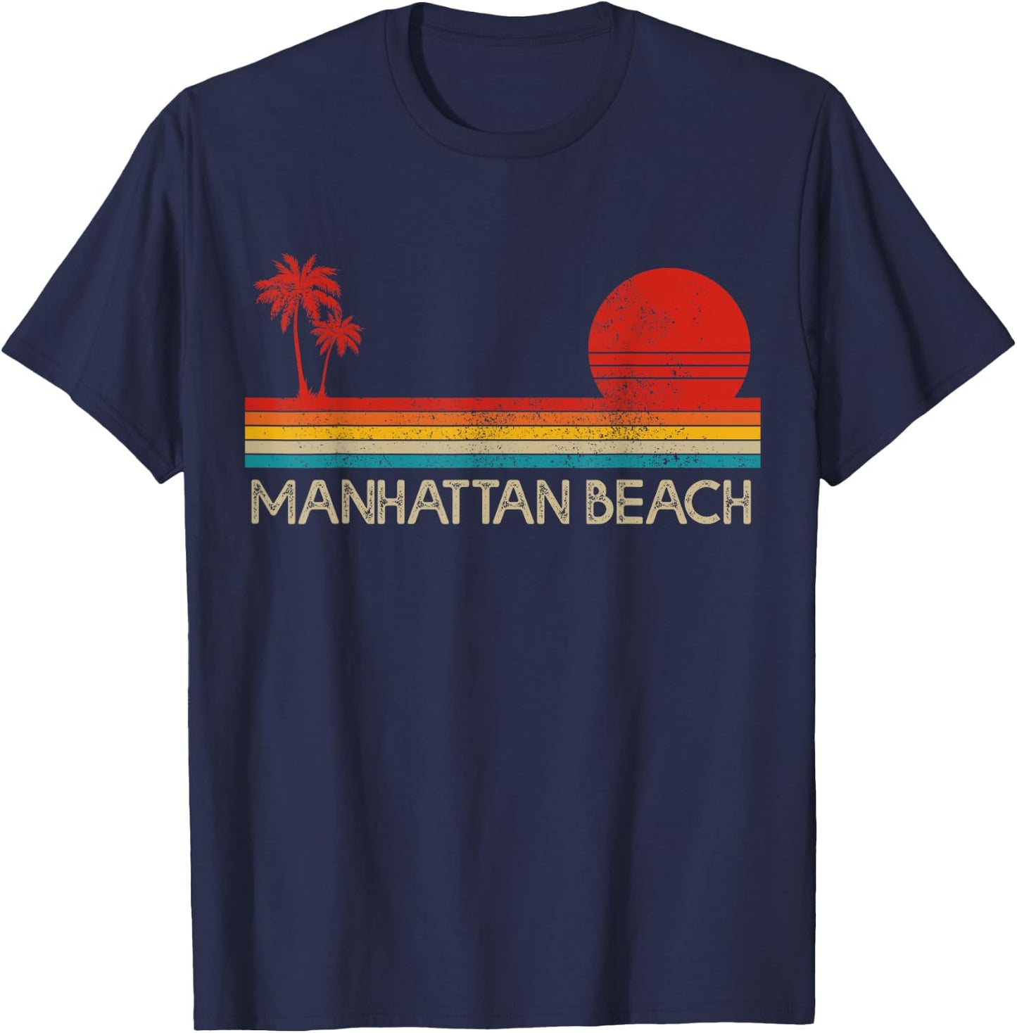 Manhattan Beach California CA Surfer Retro Vintage T-Shirt - T-Shirt | Navy