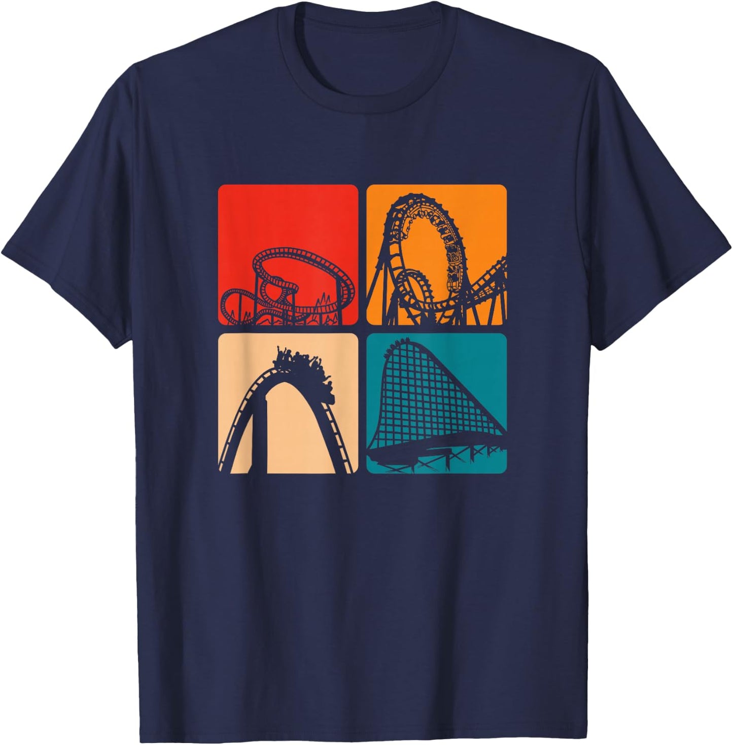 Roller Coasting Retro rollercoasters Vintage Design T-Shirt - T-Shirt | Navy