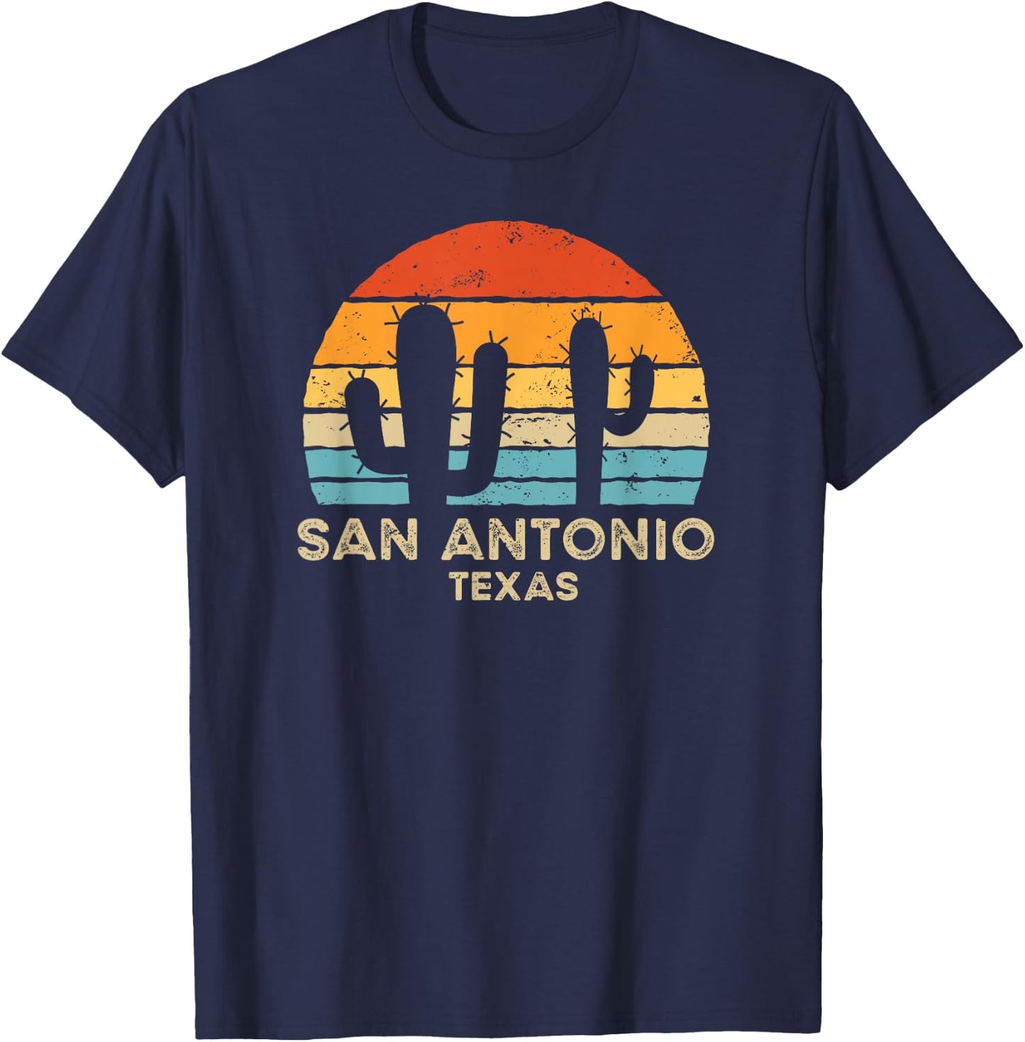 Retro Sunset San Antonio Texas T-Shirt - T-Shirt | Navy