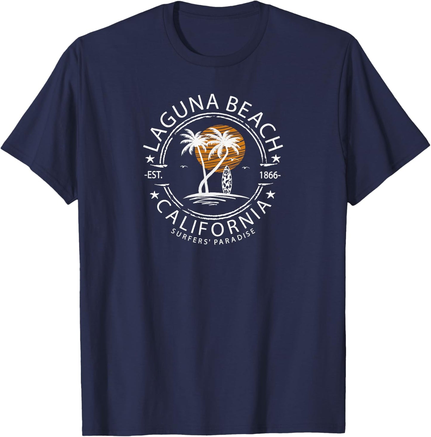 Retro Laguna California Surfing Beach Men Women T-Shirt - T-Shirt | Navy