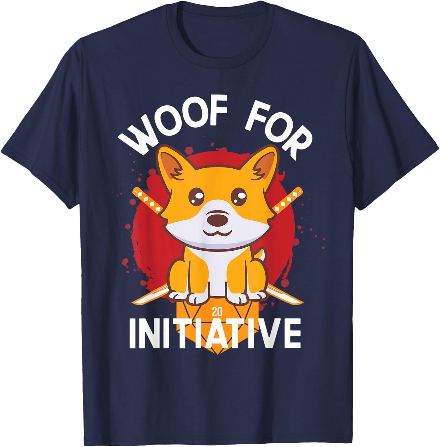 Corgi Lovers Gamer Woof For Initiative D20 RPG T-Shirt - T-Shirt | Navy