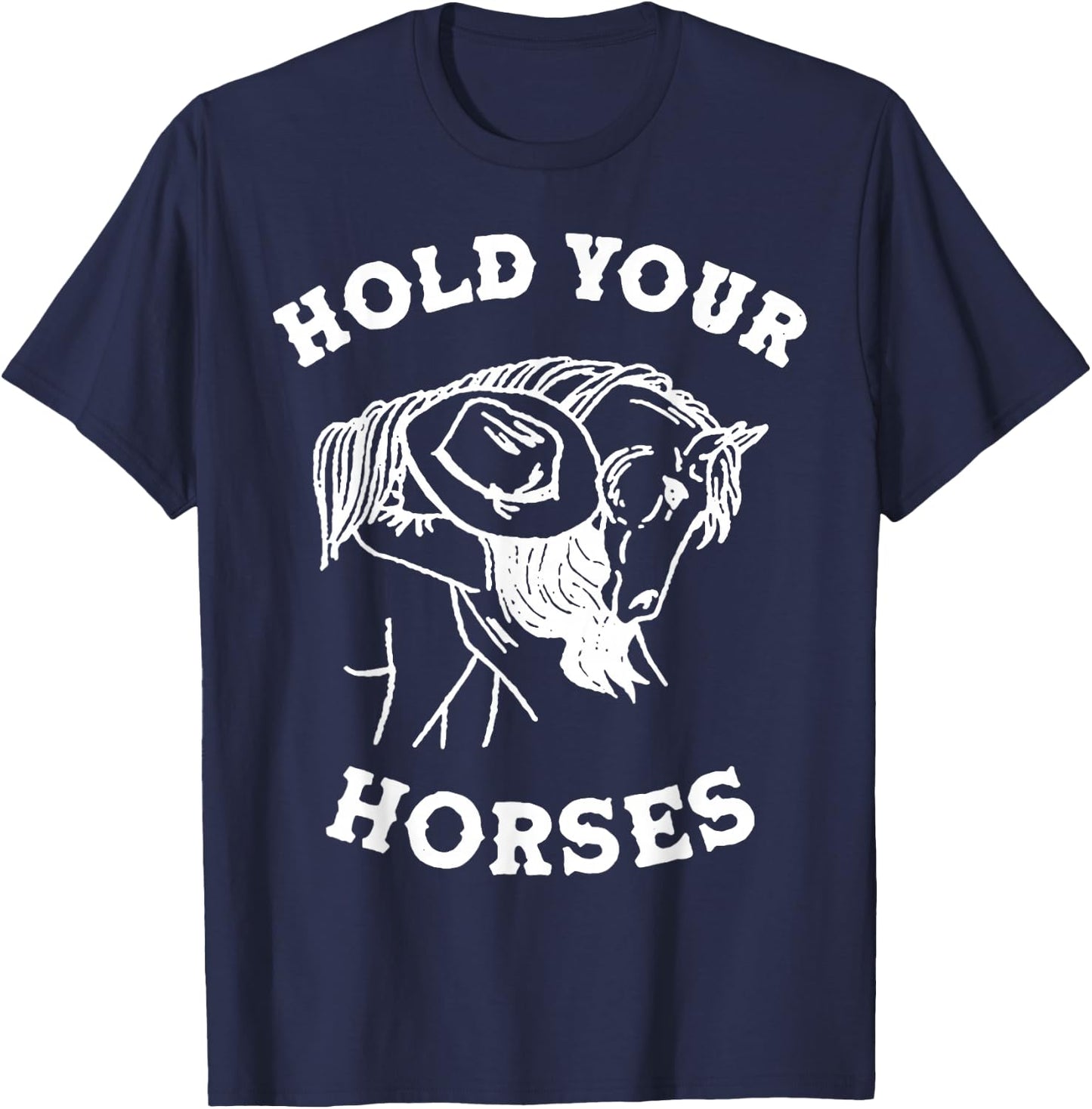 Hold Your Horses Retro Cowgirl T-Shirt - T-Shirt | Navy
